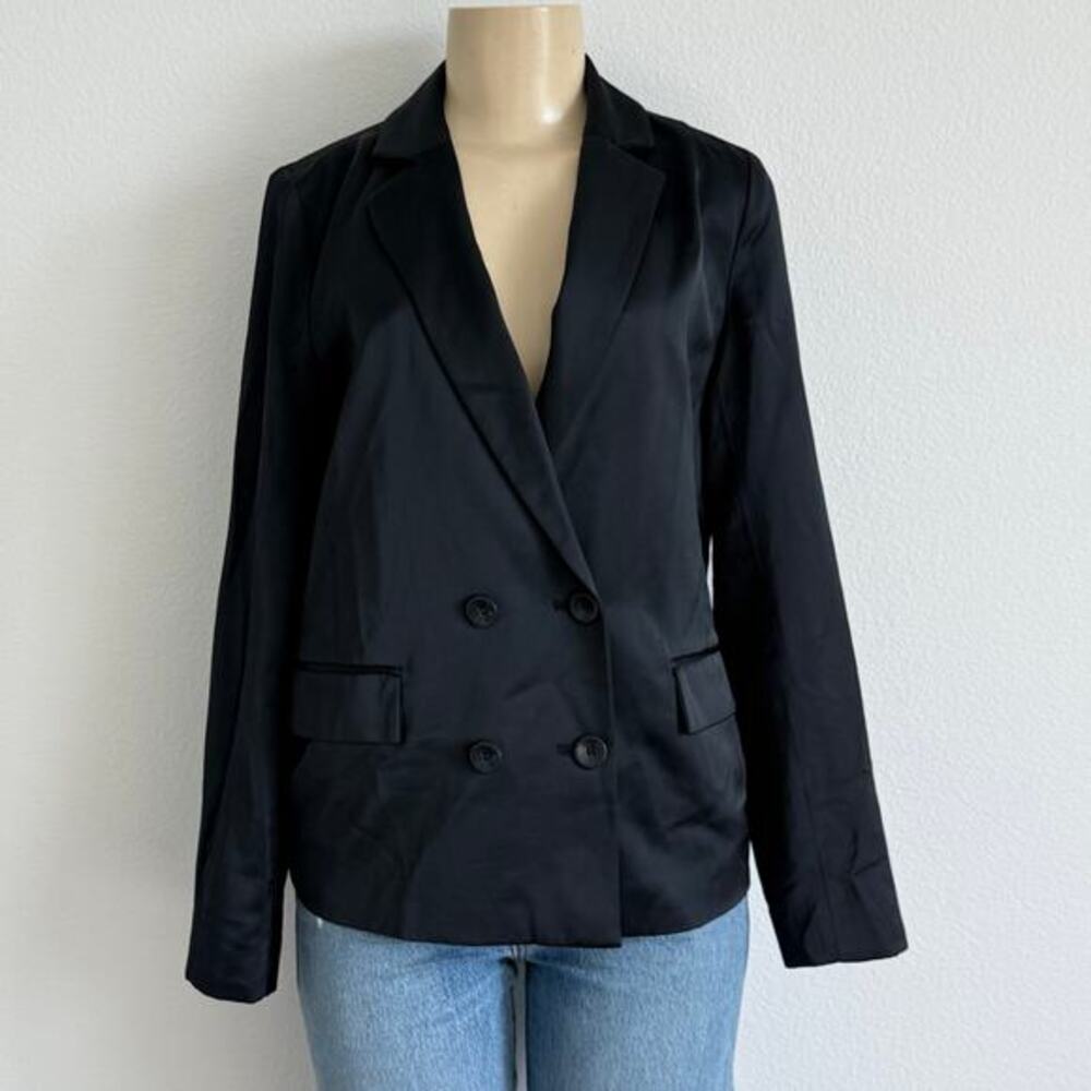 Chelsea28 Blazer S Black Double Breasted Satin Finish Professional Workwear